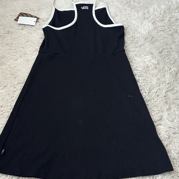 NWT Vans Caleb Ribbed Mini Dress with Contrast Trim - Black/White Size Small - Picture 11 of 11